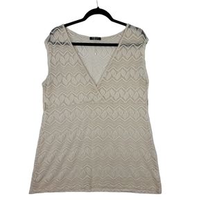 Hotouch Beige Lace Top w/Leaves Pattern Size M NWOT
